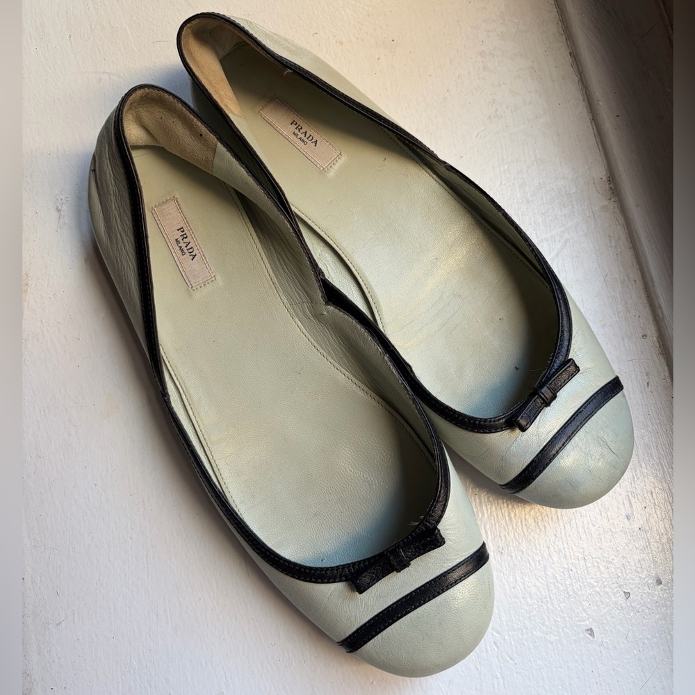 Prada Gray and Black Flats